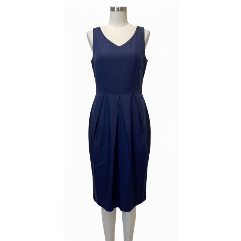 Vintage Anne Crimmins UMI Collection Silk Shift Dress Size 8 Navy Blue